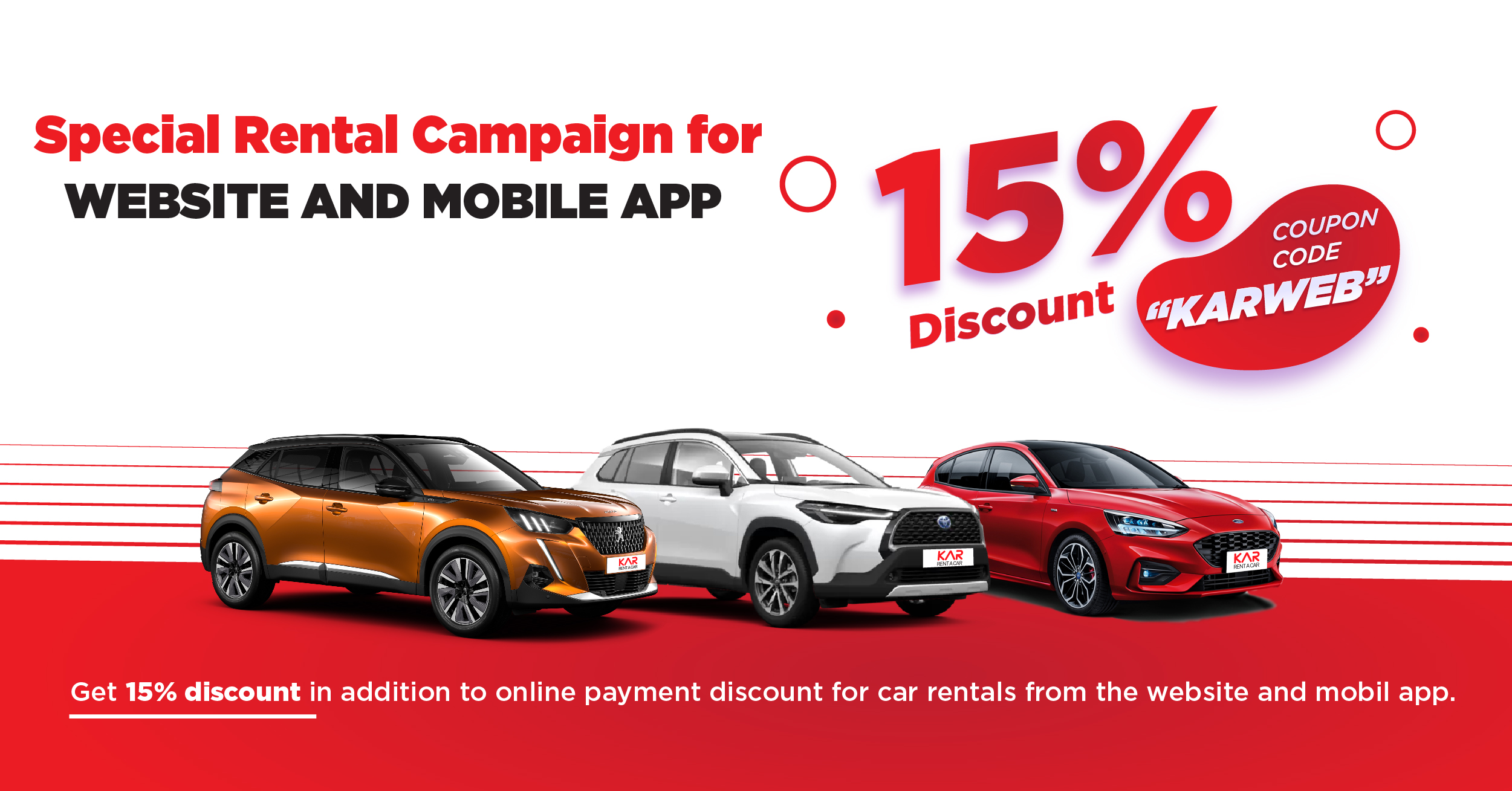 Special car rental campaign for website and mobile application